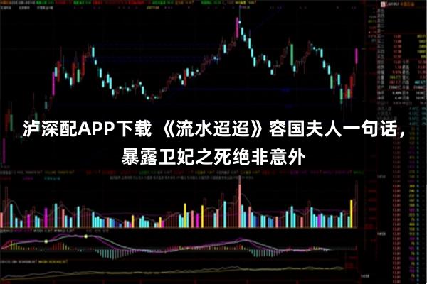 泸深配APP下载 《流水迢迢》容国夫人一句话,暴露卫妃之死绝非意外